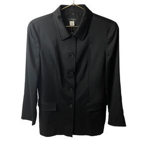 J.Crew Womens Black 5-Button Professional Blazer Jacket Size 8 Wool NEW
